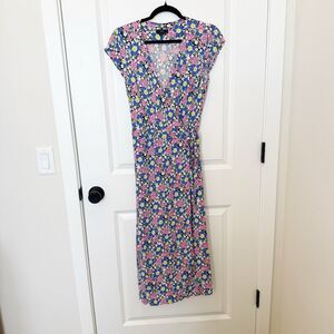 J Crew Dress Womens XSmall Cottagecore Prairie Floral Wrap Mature Midi EUC